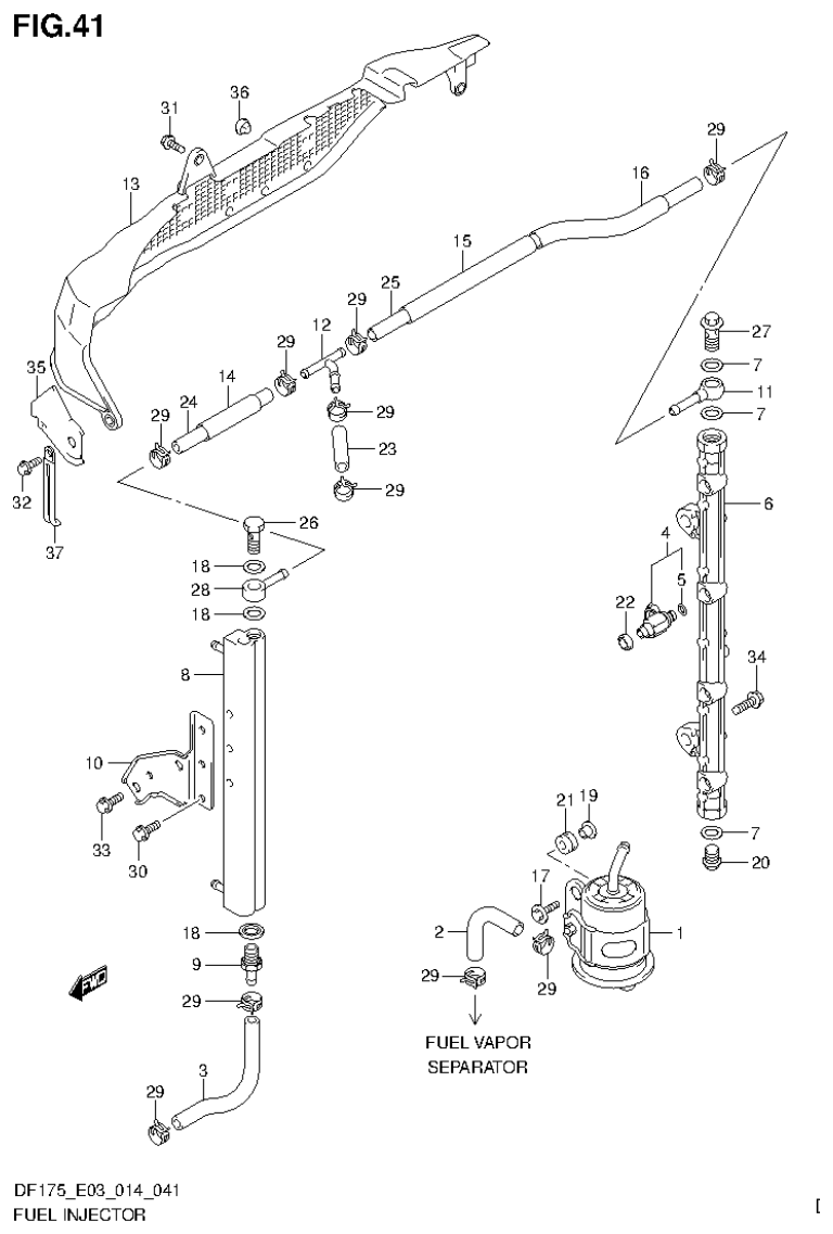 Suzuki DF175ZG FUEL INJECTOR (DF150Z E03) parts diagram
